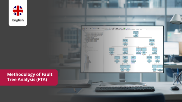 Monitor mit FaultTree+ Software – E-Learning Kurs zur Methodik der Fehlerbaumanalyse (FTA).