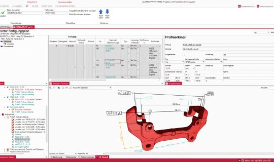 Softwarescreen Prüfmerkmal mit 3D-Modell