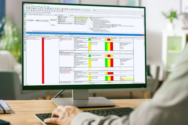 Ausschnitt der IQ-FMEA Software auf einem Monitor