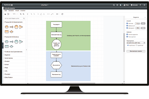 Softwarescreen von e1ns.flow