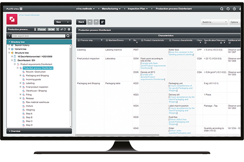 Softwarescreen von e1ns Inspection Plan