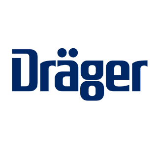 Firmenlogo von Dräger in blauer Schrift.
