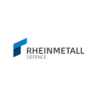 Rheinmetall Waffe-Logo mit stilisiertem R und Firmenname.