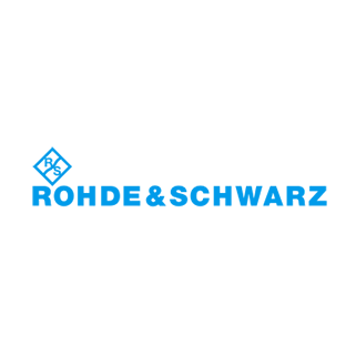 Rohde &amp; Schwarz-Logo mit R&amp;S-Symbol und Schriftzug in Blau.