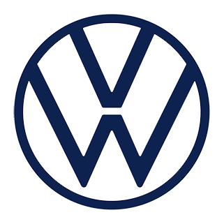 Logo von Volkswagen mit stilisiertem V und W in einem Kreis.