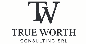 TW Logo mit Text &#34;True Worth Consulting SRL&#34;