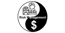 Logo in Form eines ying yang Icons und mittig den Schriftzug Risk Management